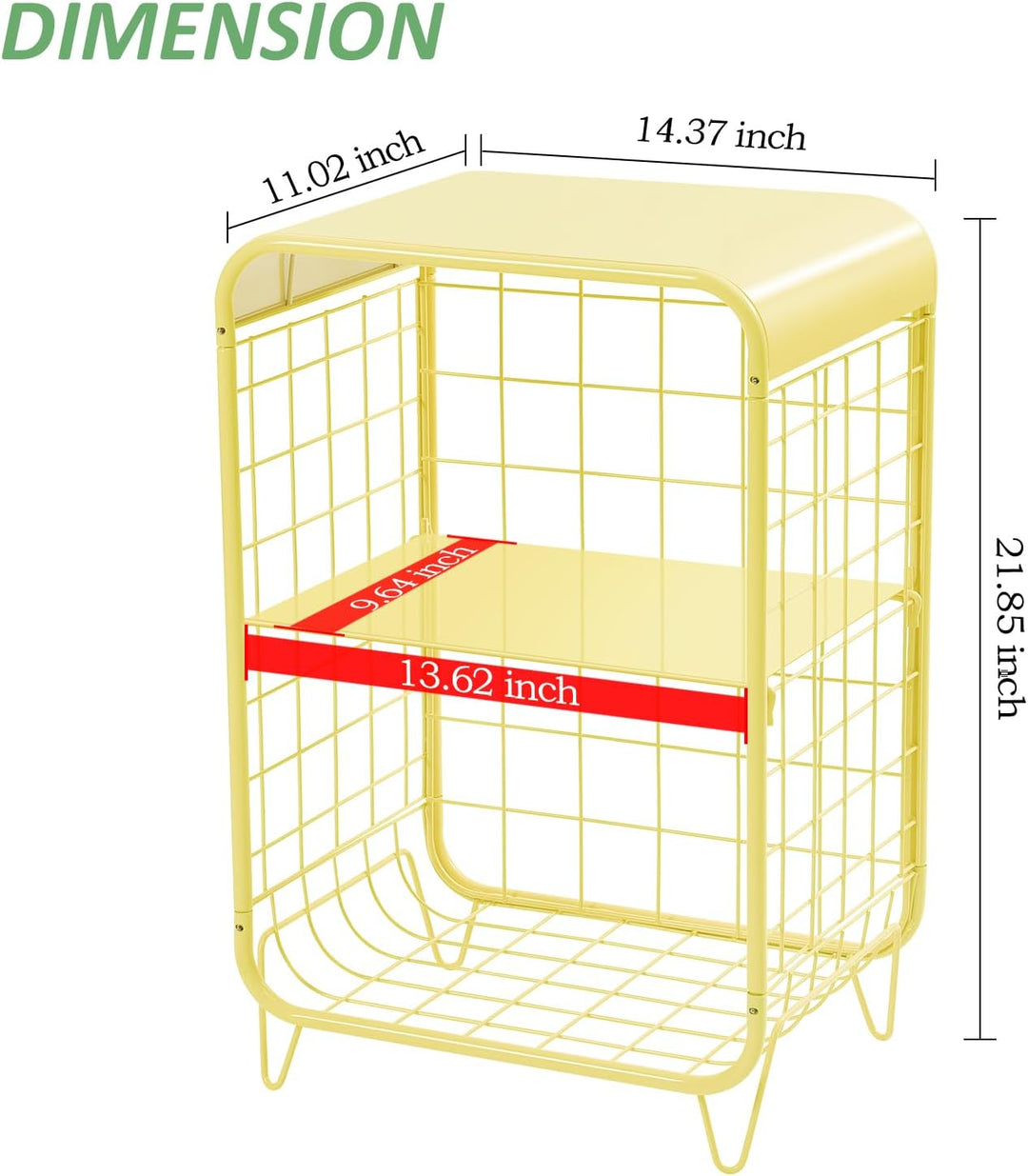 Metal Side Table 3 Tier End Table Storage