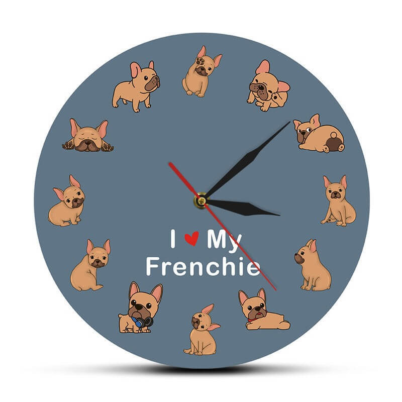 "I Love My Frenchie" Silent Non-Ticking Wall Clock