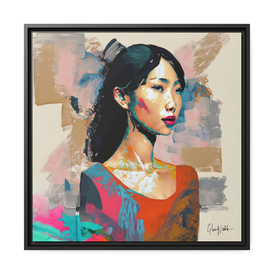 Asian Lady Beautiful Portrait Canvas Wall Art with Frame by QueenNoble