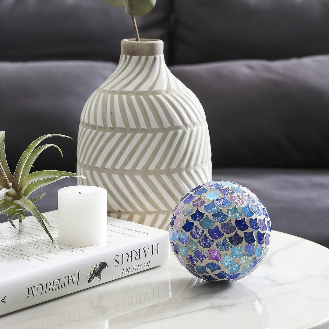 Set of 3 Decorative Balls, Glass Mosaic Spheres, Table Decoration