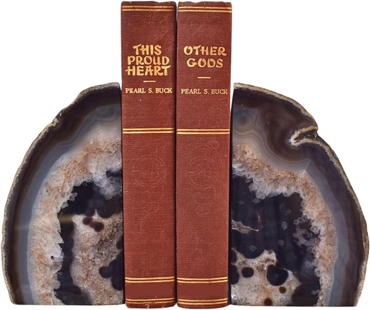 1 Pair Natural Agate Bookends A-Grade Quality Heavy Decorative Stone