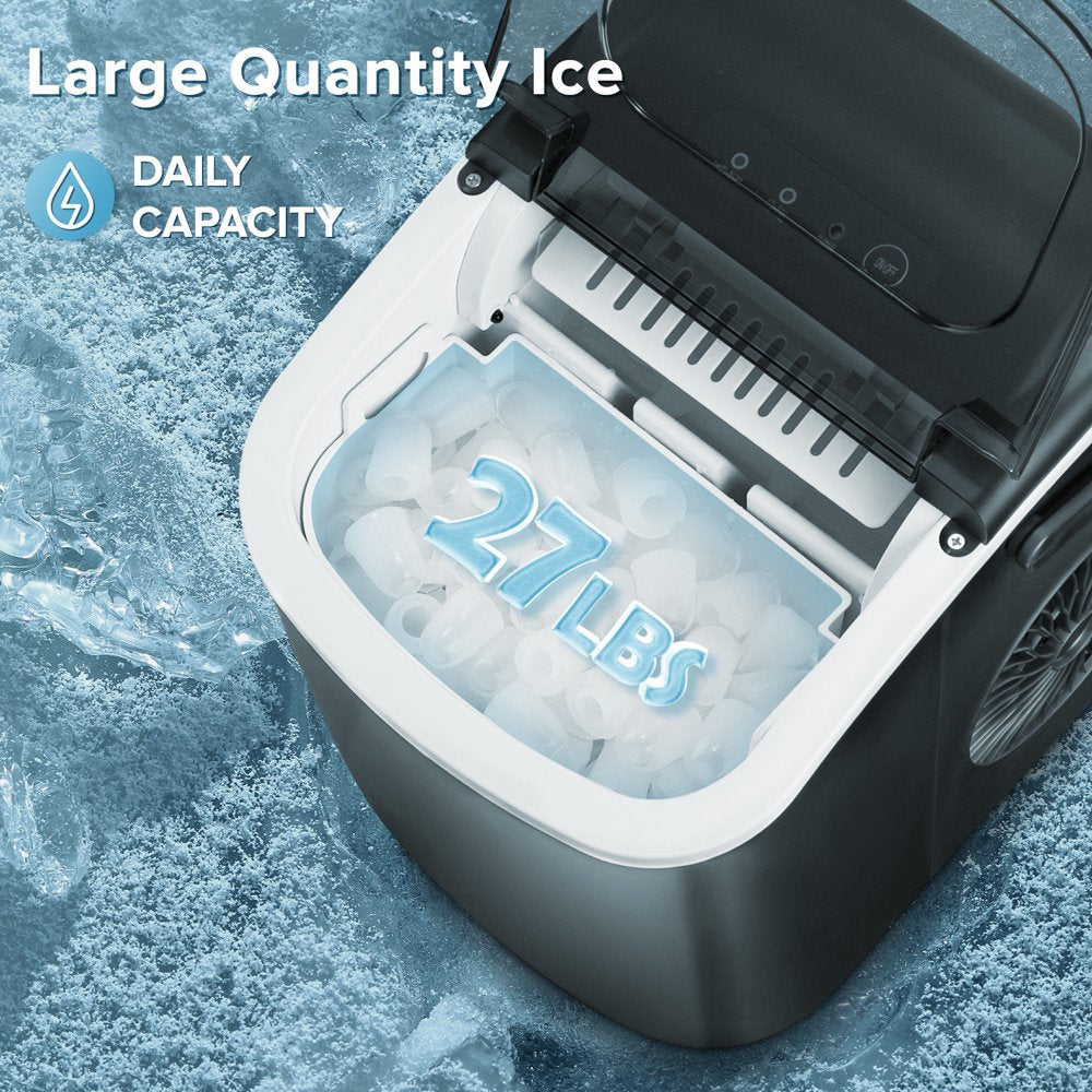 Portable Ice Maker: 26Lbs/24H, 9 Cubes in 6 Mins