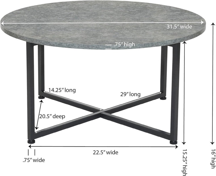 Household Essentials Round Coffee Table, Grey Slate