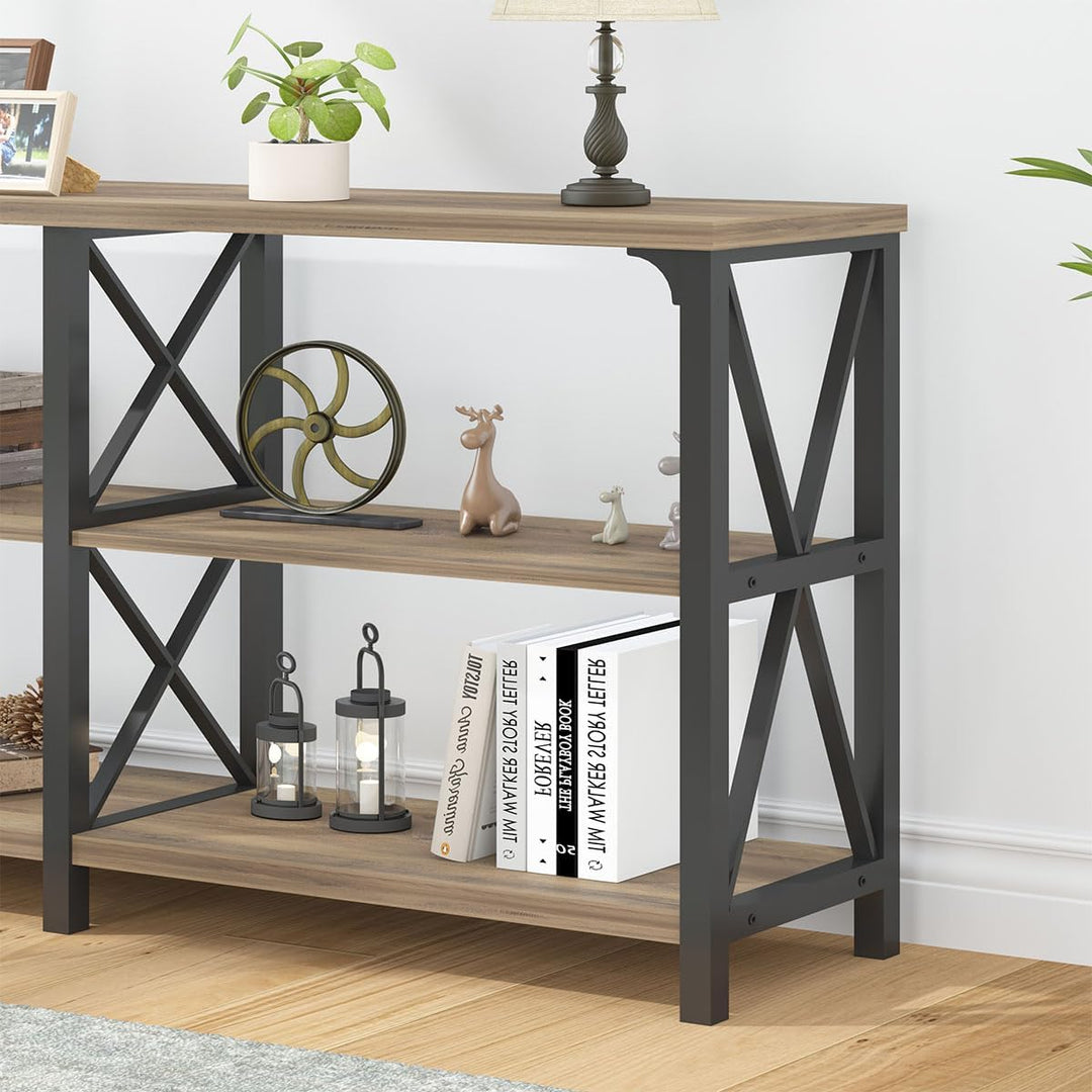 Wood Console Table, 3 Tier Sofa Table, 63 Inch