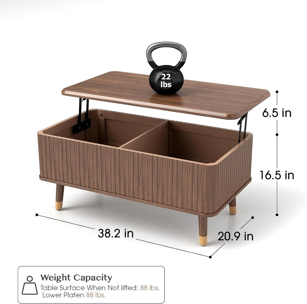 Lift Top Coffee Table, Mid-Century Modern, Wooden Walnut Organizer