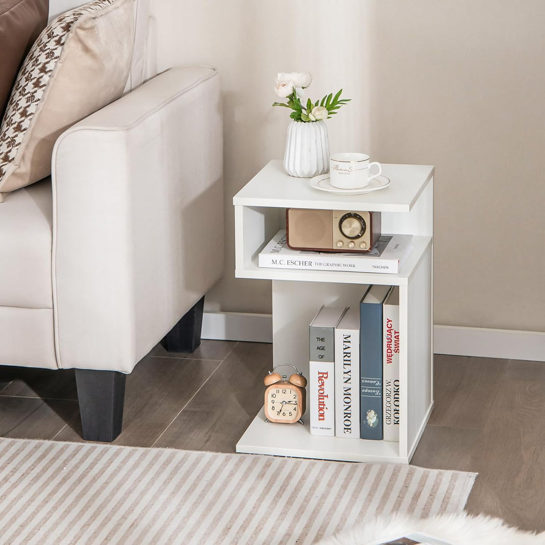 S-Shaped End Table Set of 2, Sofa Side Table