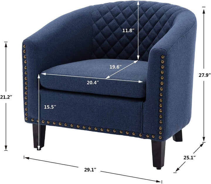 Modern Upholstered Accent Armchair Soft Linen - Navy