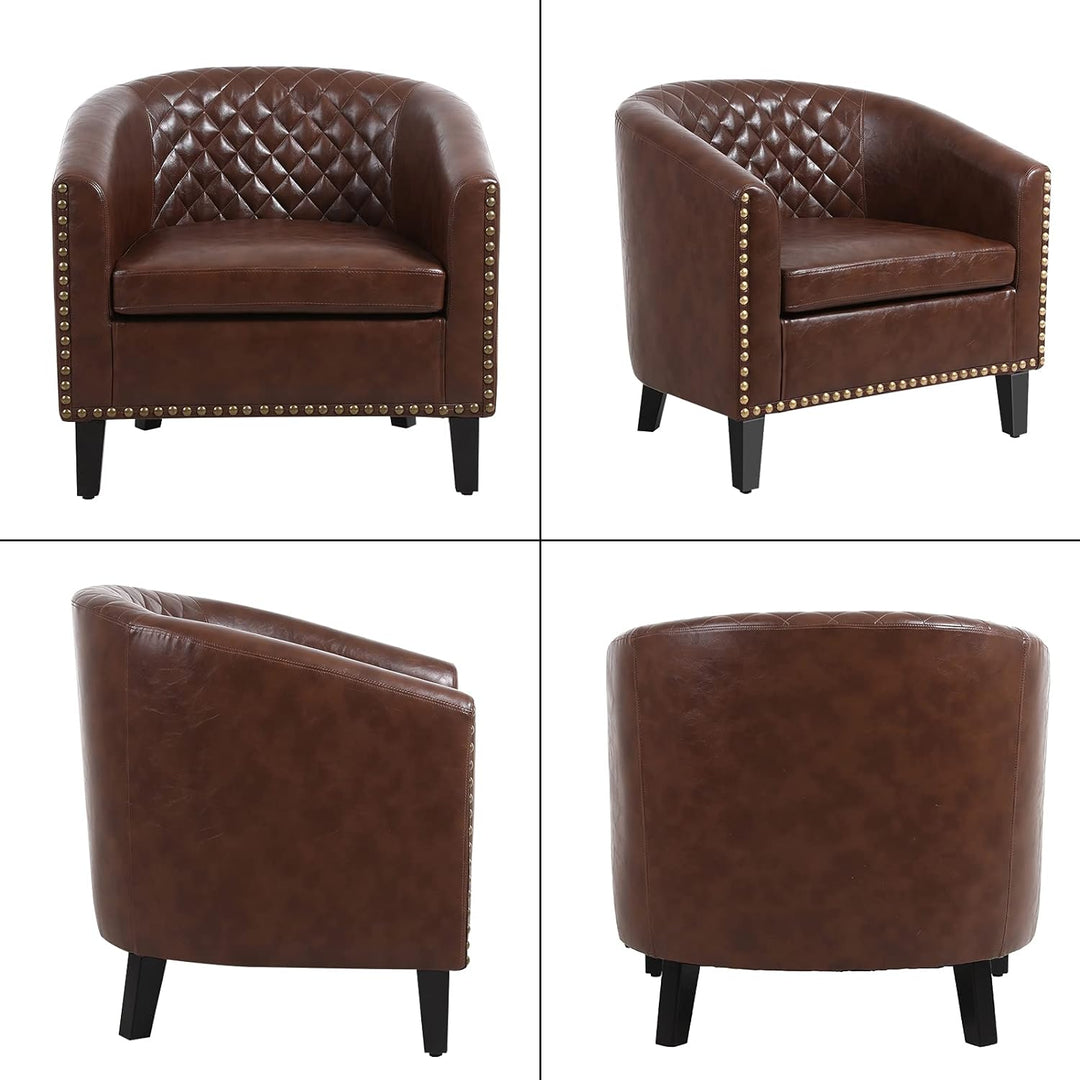 Armchair Barrel Club Chair,Modern PU Leather Accent