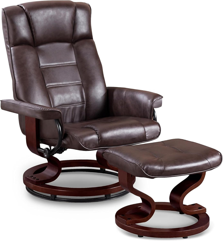 Swivel Recliner with Ottoman, Faux Leather Chairs