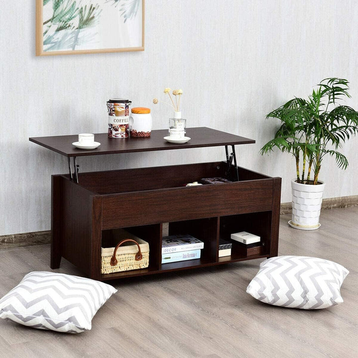 Lift Top Coffee Table with Hidden Storage, Wooden Accent Furniture, Espresso