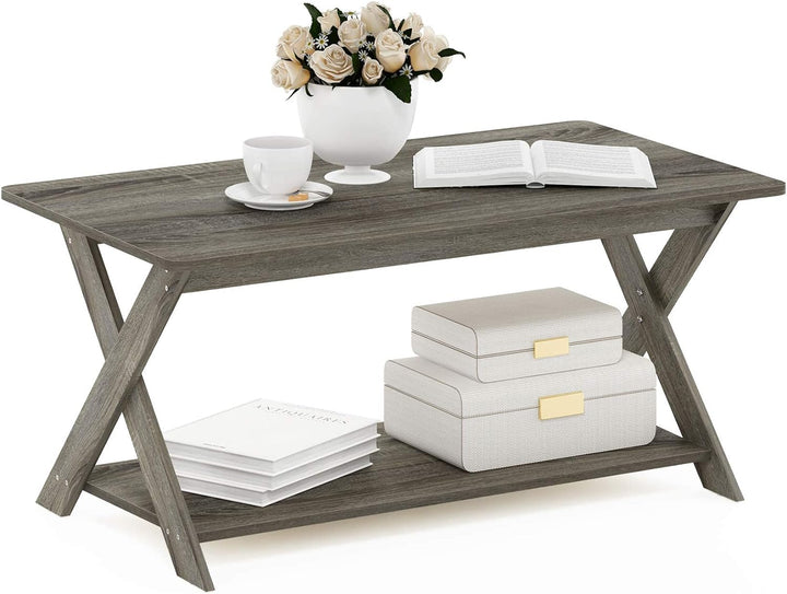 Criss-Crossed Coffee Table, French Oak Grey