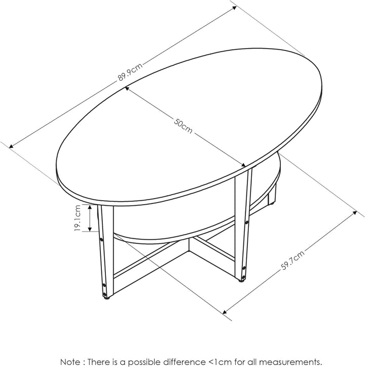 Furinno Oval Coffee Table, Walnut