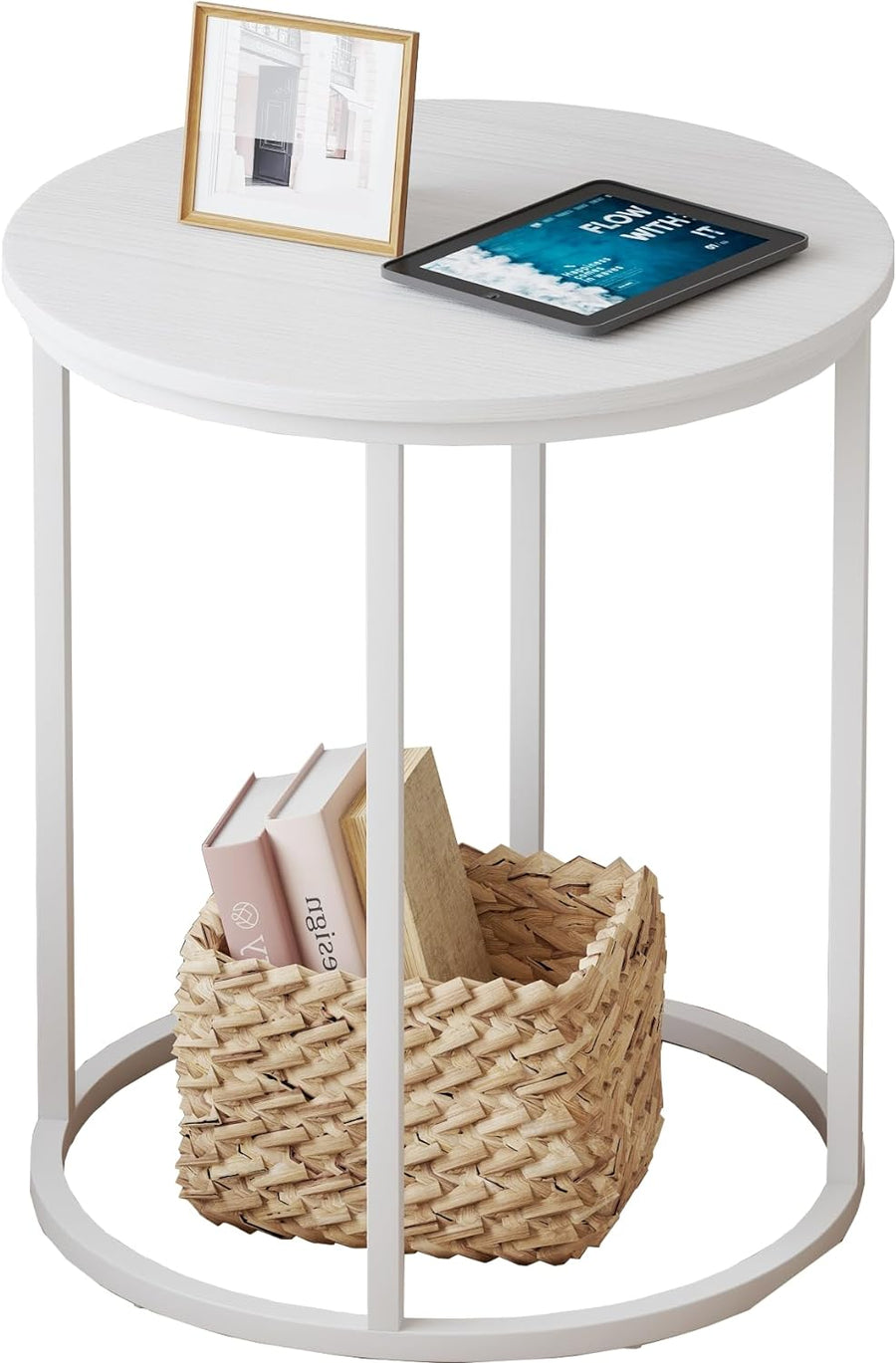 Round End Table, 20" Accent Small Side Table