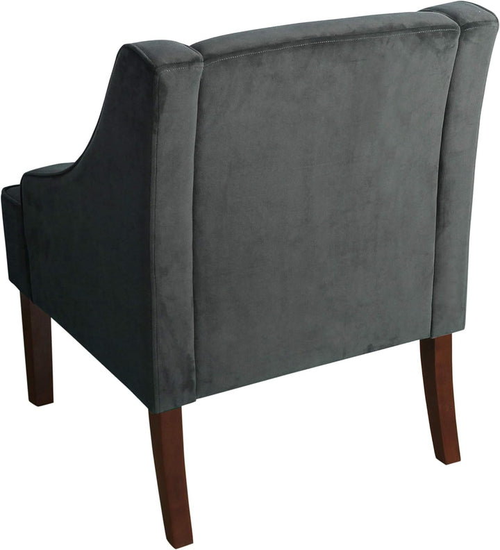 Velvet Swoop Arm Living-Room-Chairs, Textured Grey