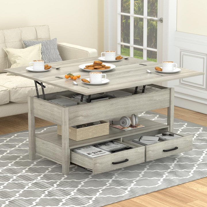 Versatile 3-in-1 Coffee Table with Storage, Grey