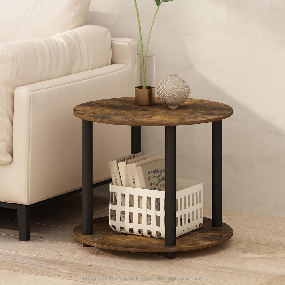 Furinno Turn-N-Tube End Tables, Amber Pine