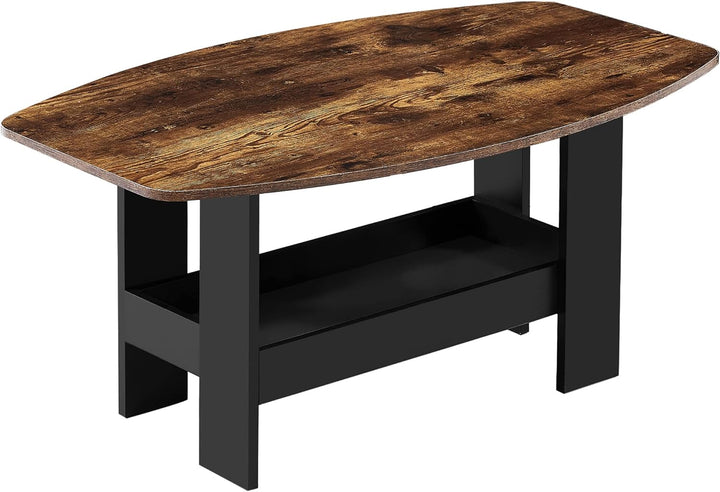 Stylish Coffee Table with Storage, Shelf, Black