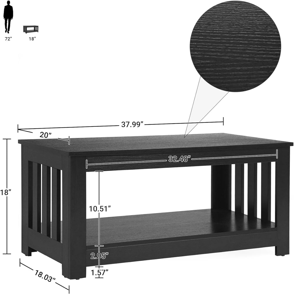 Versatile Rectangular Farmhouse Coffee Table, 2-Tier White