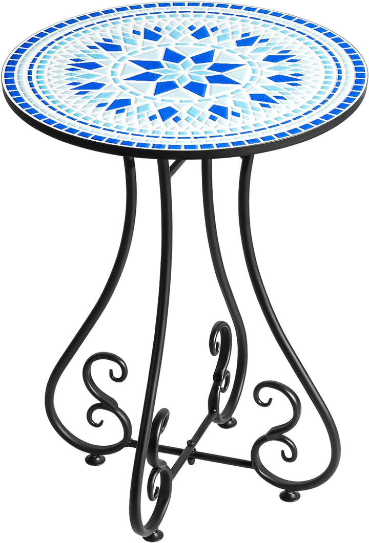 16" Round Side Table, Metal Scrollwork Accent End Table