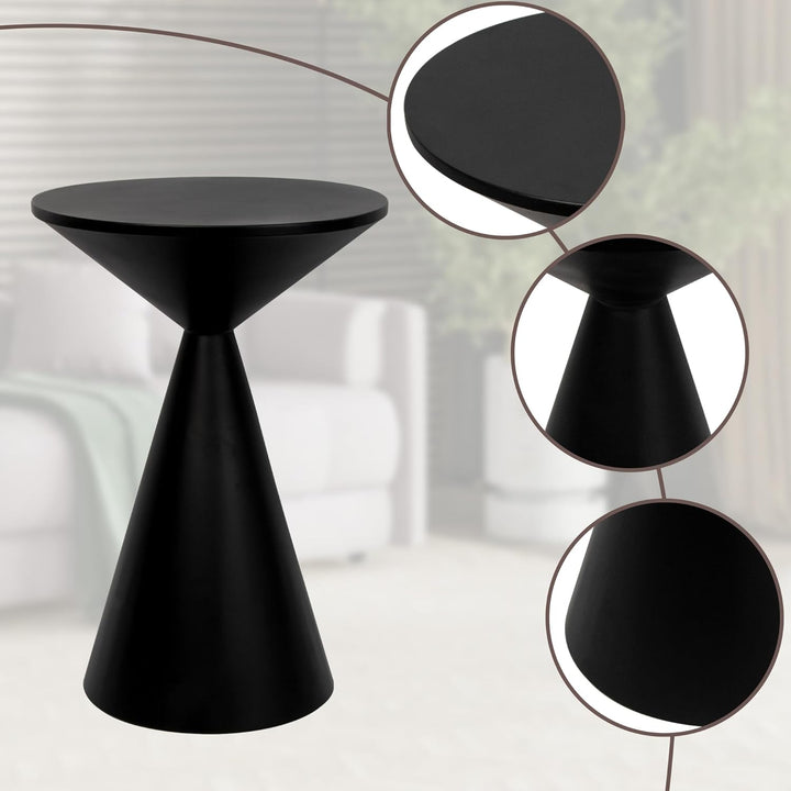 Small Drink Table, Round Martini Table, Drum End Table Side Table, Black