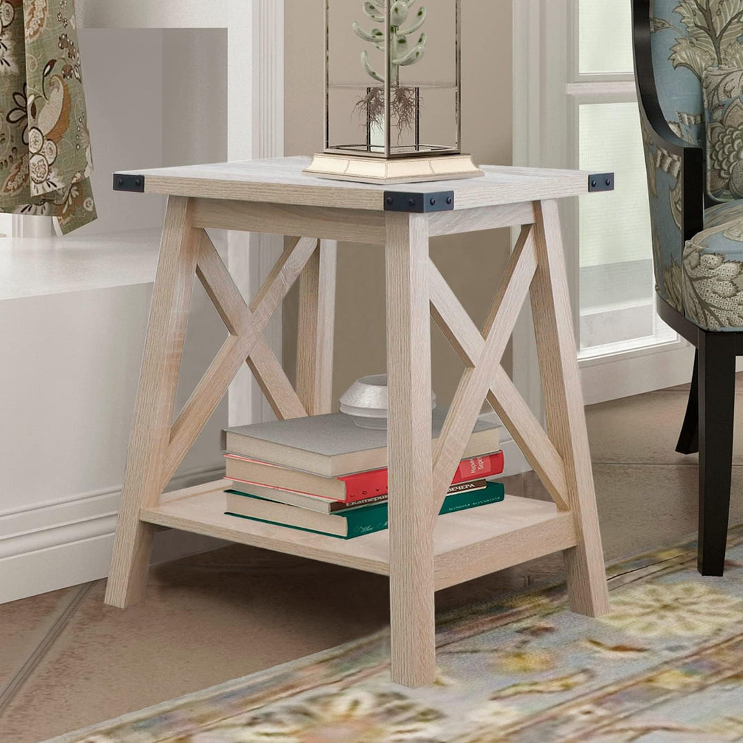 Side Table, Farmhouse Wood Nightstand, White Oak