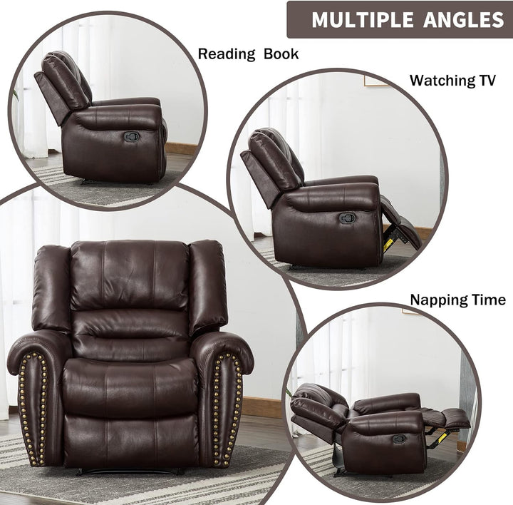 Leather Recliner Chair, Classic Manual, Brown