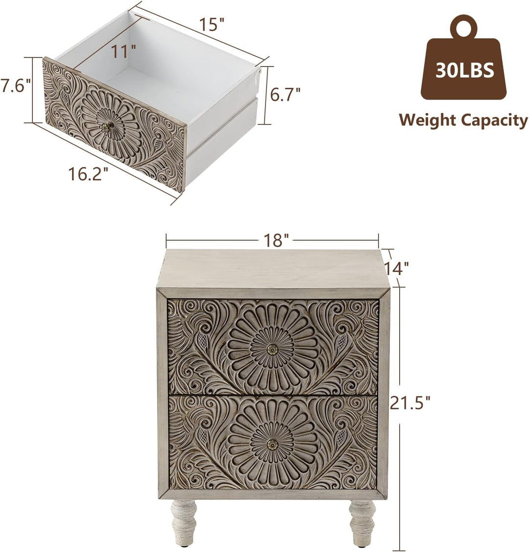 Nightstand, 14" D x 18" W x 21.5" H MDF End Table