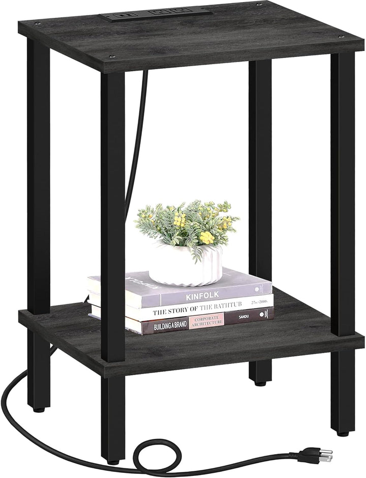 End Table 2-Tier Storage Charcoal Grey TB01BY040