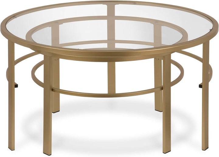 Henn&Hart Round Nested Coffee Table, Brass