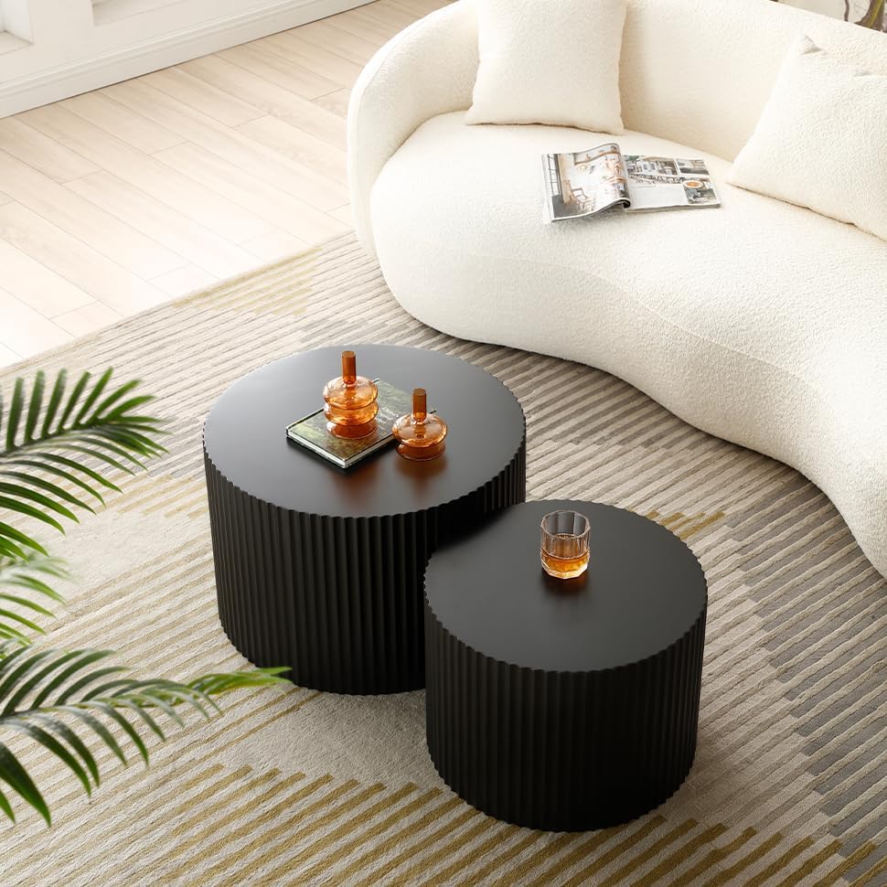 Stylish Nesting Coffee Table Set, 23.62" Black