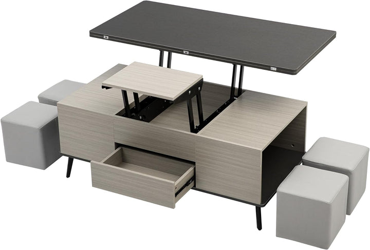 Versatile Lift-Top Coffee Table, Convertible to Dining, Dark Grey