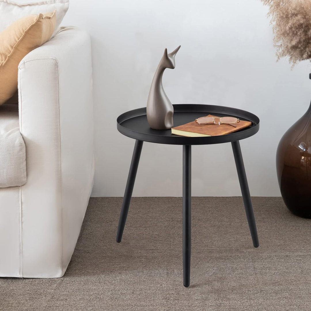 Accent Side Table, Waterproof Metal, Matte Black