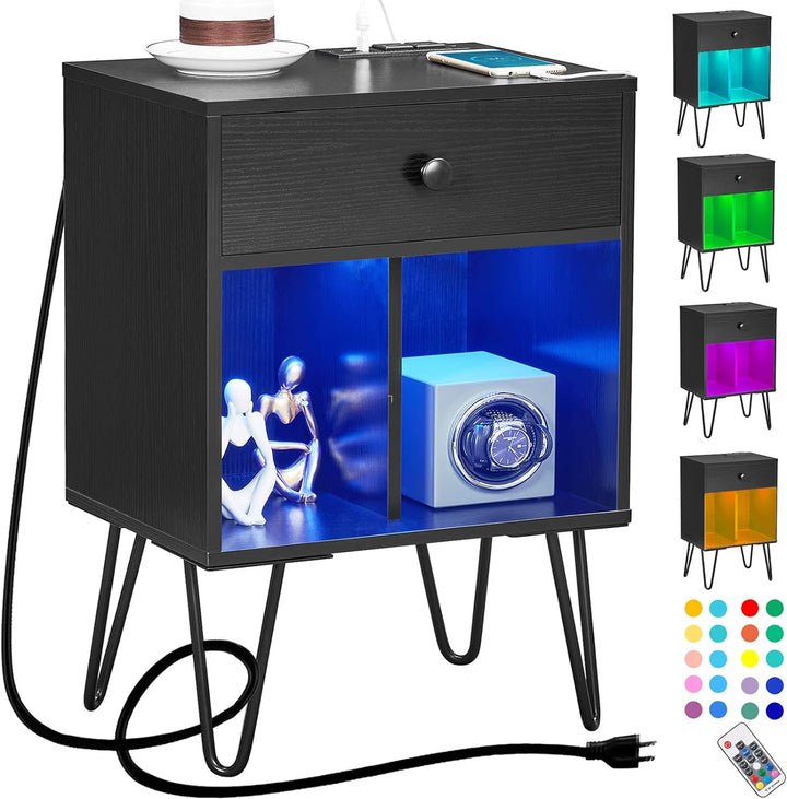 Nightstand Charging Station Modern Night Stand