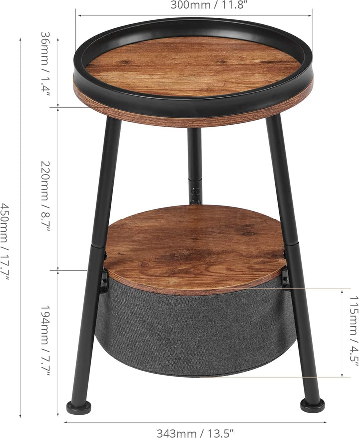 Small Round End Table, 2 Tier Side Table