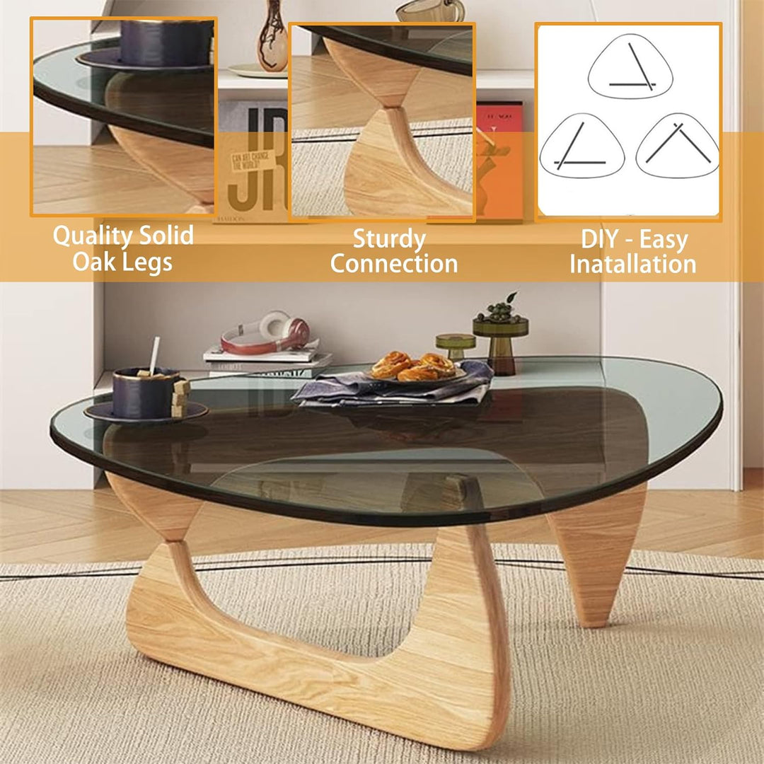 Mid-Century Modern Triangle Coffee Table, Walnut Wood Base