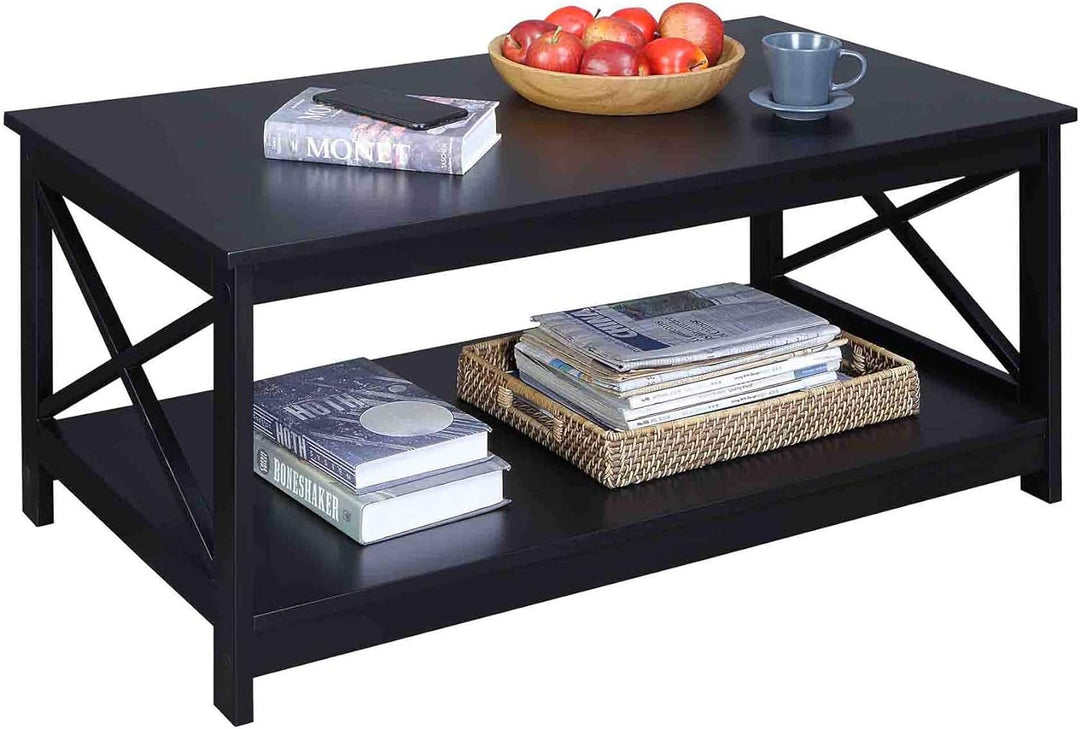 Convenience Concepts Oxford Coffee Table with Shelf, Black