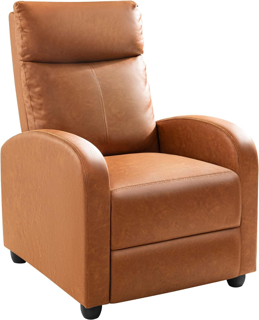 Recliner Chair PU Leather Recliners Home Theater (Khaki)