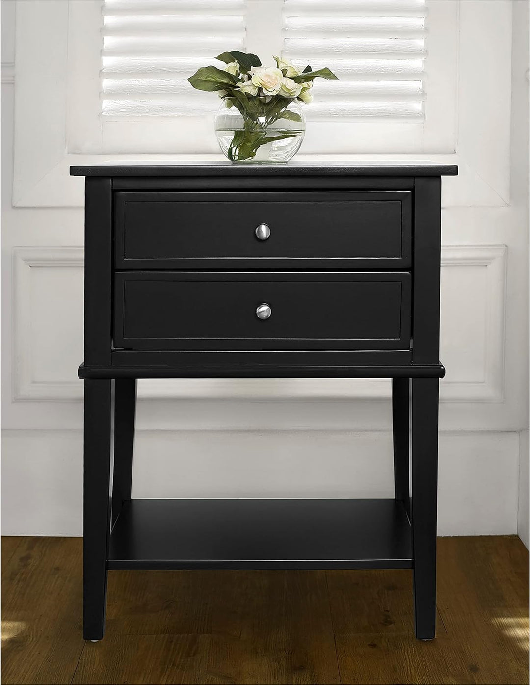 Franklin Accent Table, 2 Drawers, Black