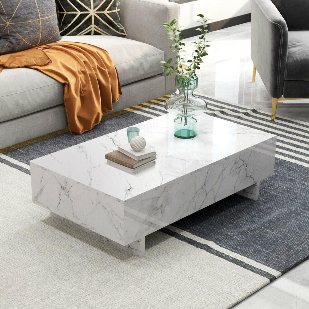 Elegant Marble White Table Set: Modern Coffee Table, Contemporary TV Stand