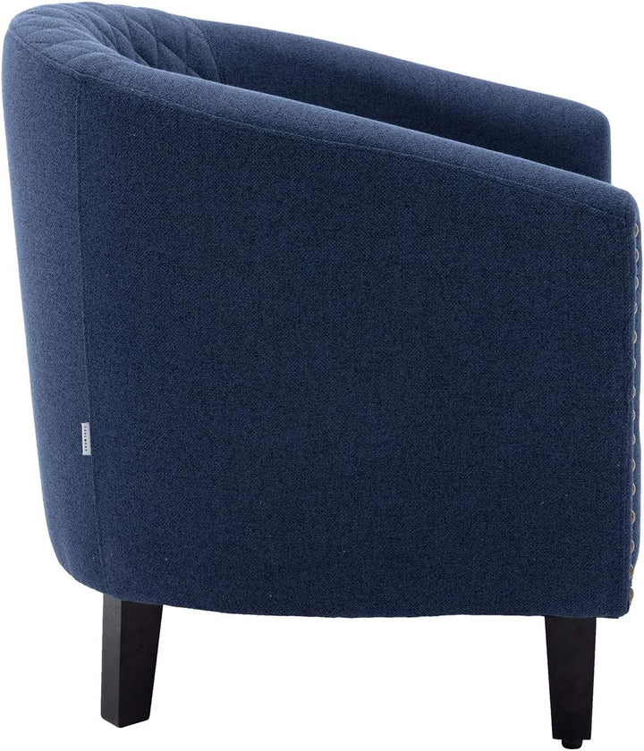 Modern Upholstered Accent Armchair Soft Linen - Navy