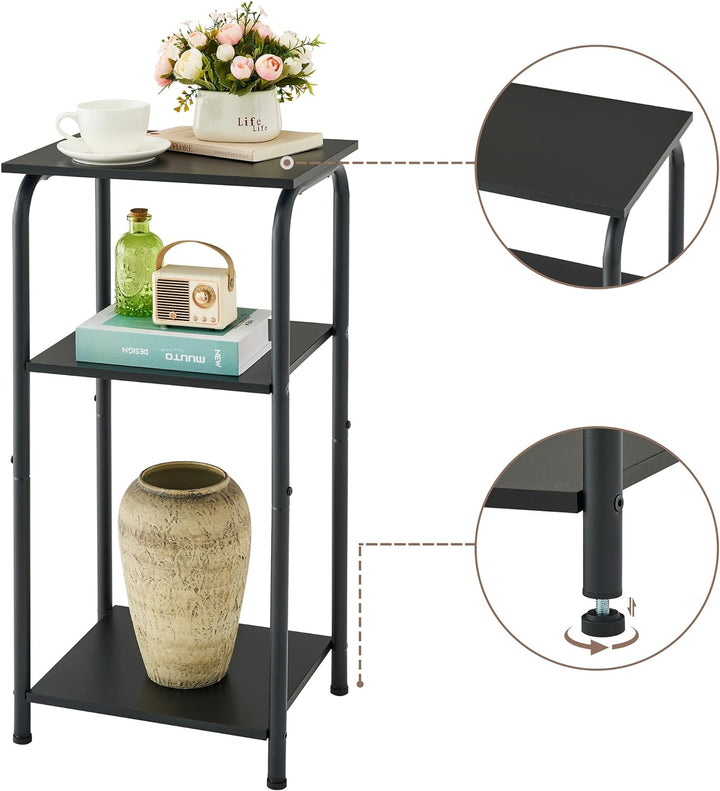 3 Tier Narrow Side Table with Storage Shelves