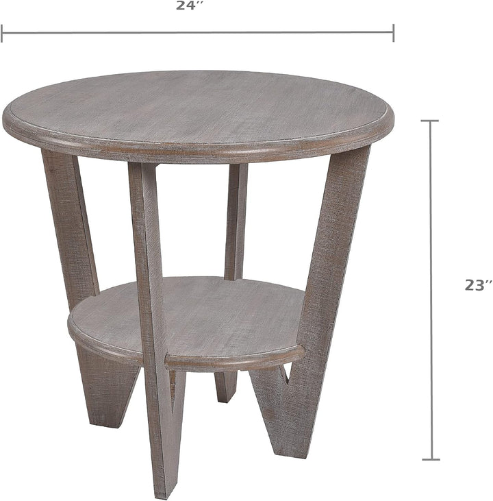 Round Farmhouse End Table Grey Accent Table