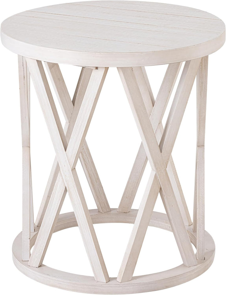 Rustic Farmhouse End Table, Antique White