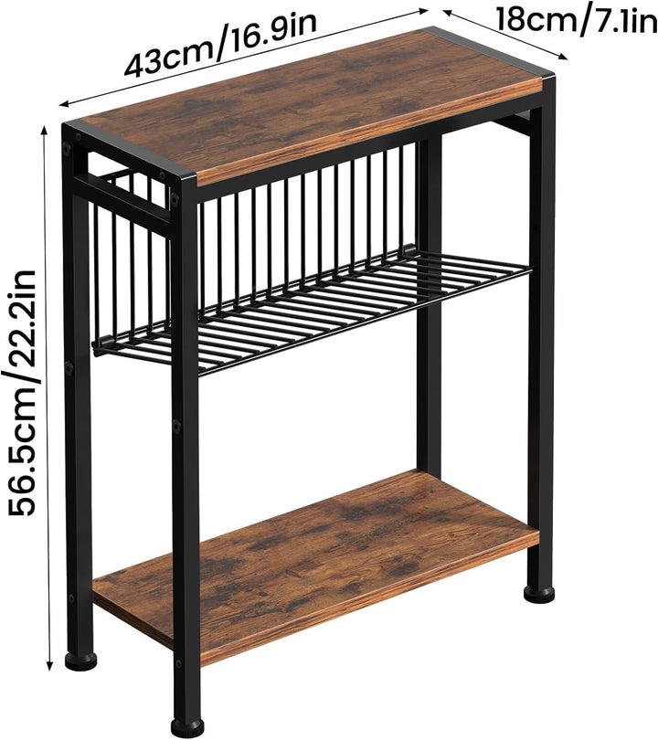 Small Side Table Set of 2, 3-Tier Narrow