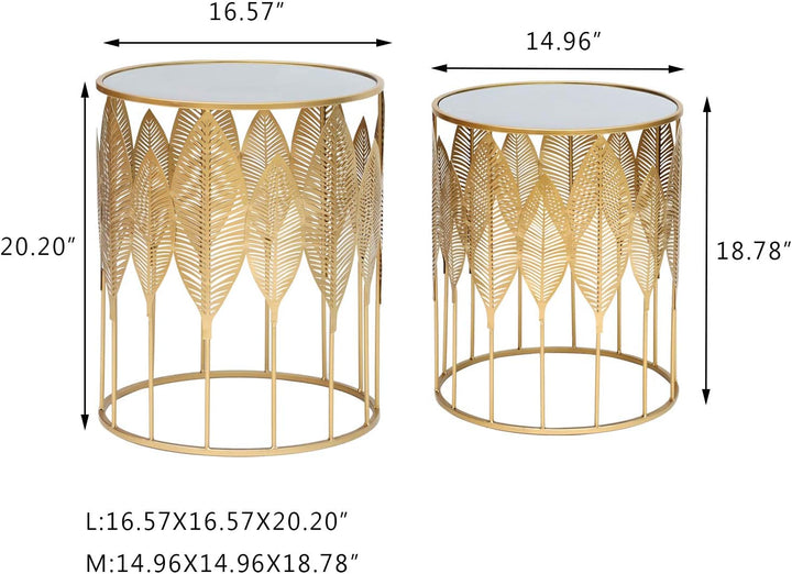 Set of 2 Side Decorative Round Metal Accent Tables