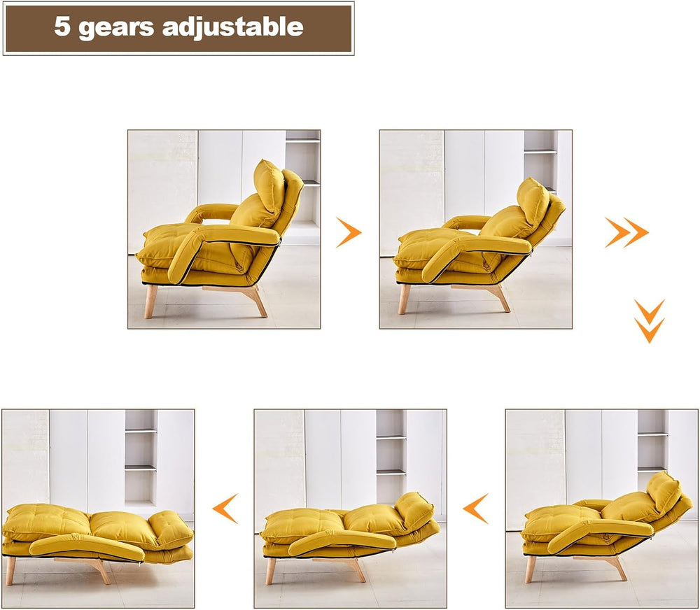 Lazy Chair with Ottoman, Modern Accent Lounge (Yellow)