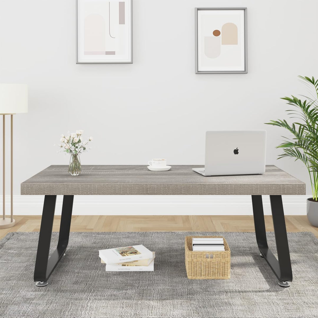 Modern Minimalist Coffee Table, Wooden Rectangle Living Room Table, Light Grey Oak