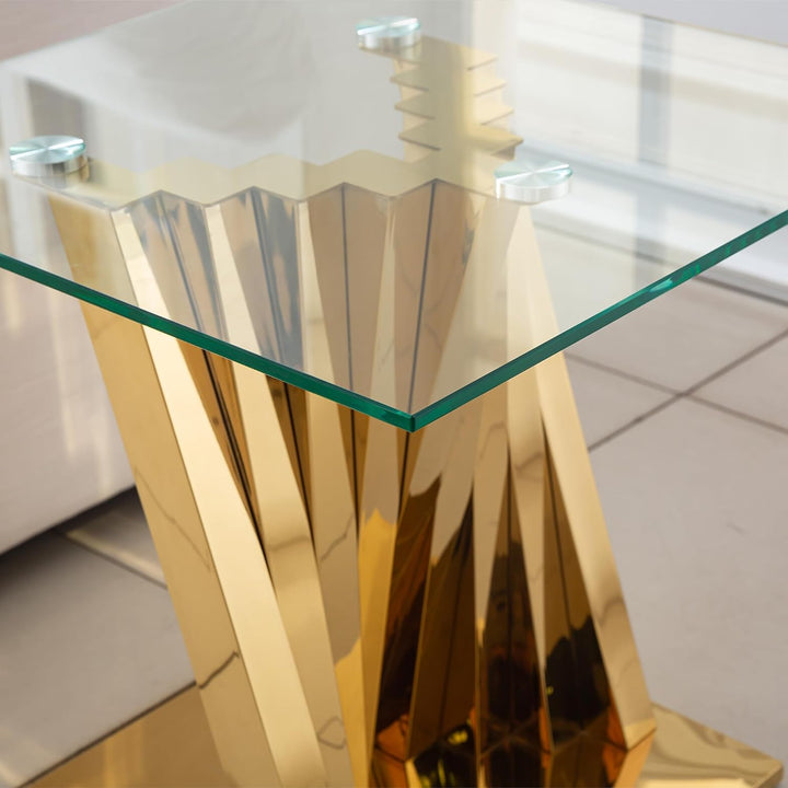 Modern Glass and Gold End Table for Living Room, Gold20