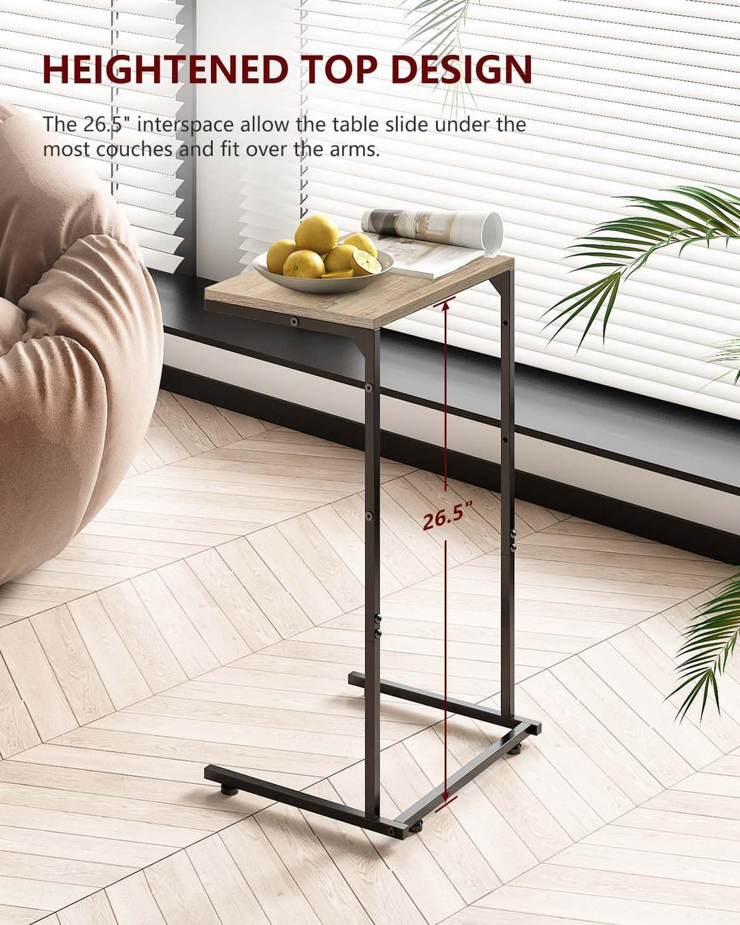 C Shaped End Table w/ Charging Station, Storage Bag