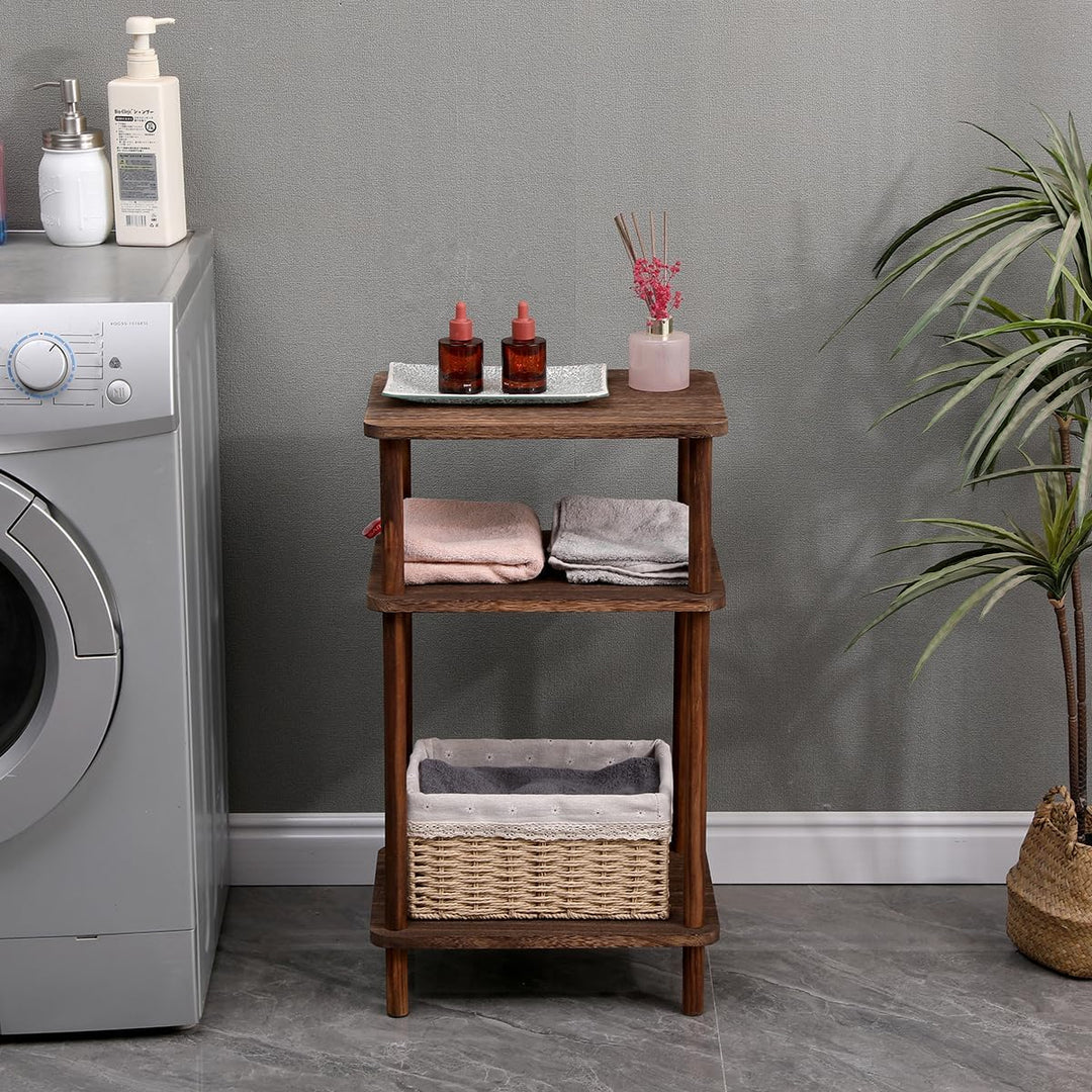 2 Pack Solid Wood End Tables, 3-Tier Side Tables